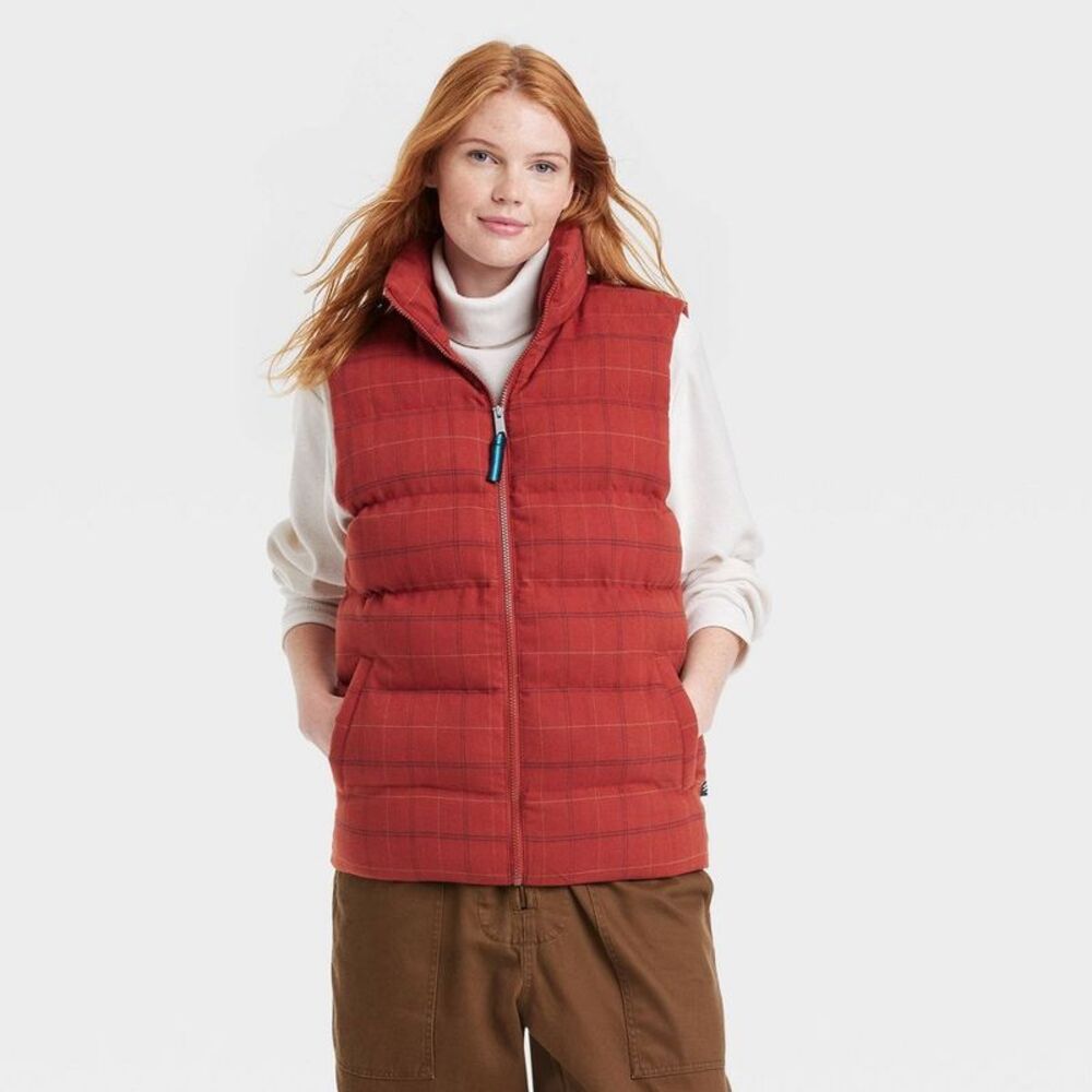 Houston White -  Adult Puffer Vest - Red L Red